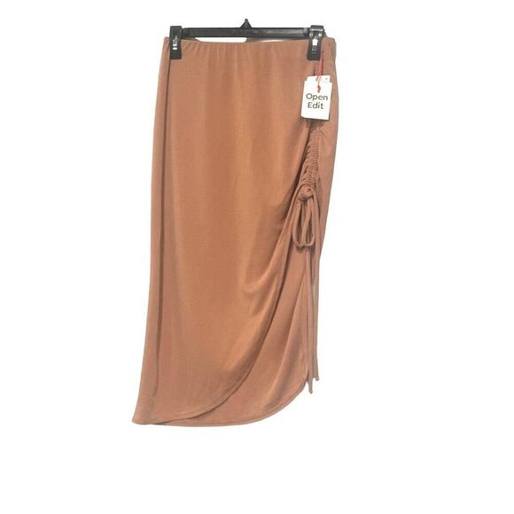 Open Edit Side Ruched Skirt In Tan Mocha, Sz. S - Picture 2 of 11